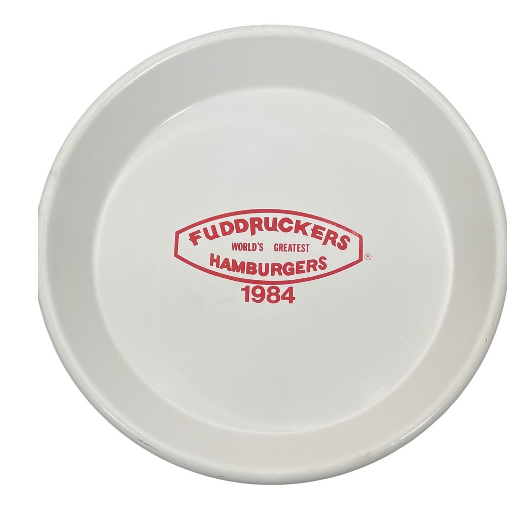 Vintage Fuddruckers Worlds Greatest Hamburgers 1984 Serving Tray 12 Inch White